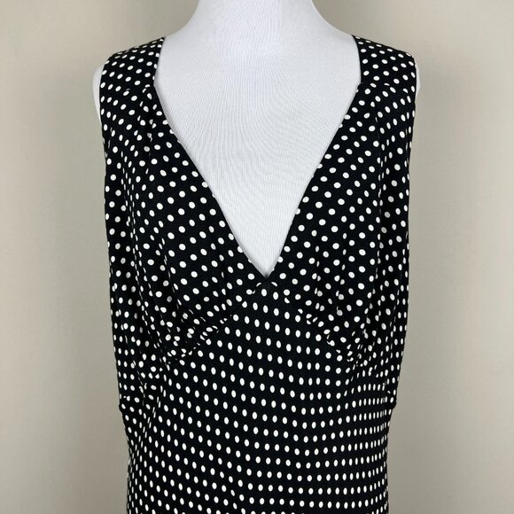 Reformation Beauden Midi Dress Womens 1X Black Polka Caviar Dot Ruched Crepe NEW - Picture 3 of 16
